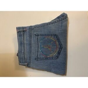 Jordache Skinny Denim Peace‎ Embellished Y2K Blue Sz Girls 14